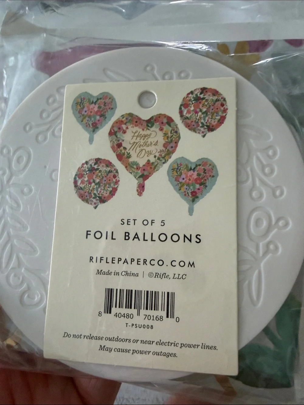 Rifle Paper Co. Floral Mother's Day Balloon Set - Mint, Pink & Gold Accents